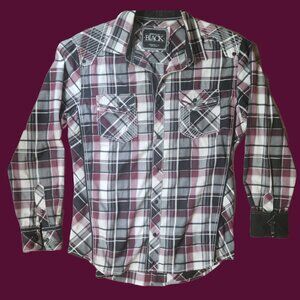 Buckle Black Athletic Fit Plaid Shirt Men’s Size L